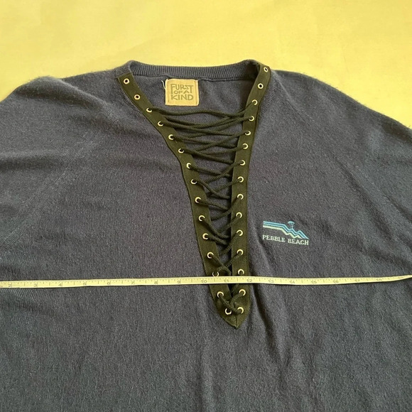 First Of A Kind Sweater One Size Real Reworked Vintage Dark Blue Long Sleeve - Picture 13 of 16